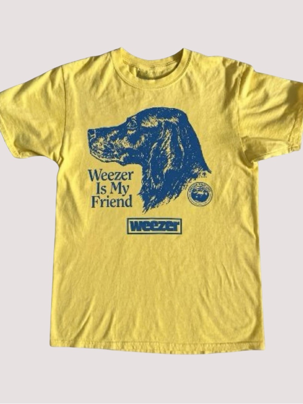 Yellow Fun Dog Graphic T-Shirt, Retro ' Is My Friend' text Tee